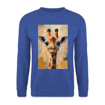 Illustration einer Giraffe - Unisex Pullover - Royalblau - Vorne - Alina (178cm) & Michal (187cm)