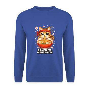 Ramen Katze - Unisex Pullover - Royalblau - Vorne - Alina (178cm) & Michal (187cm)