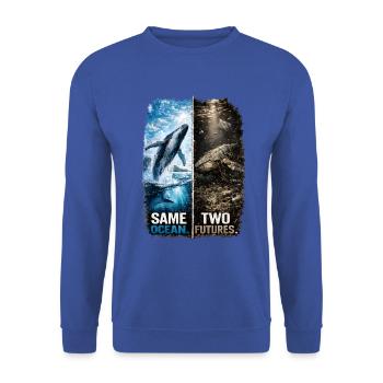 Same Ocean. Two Futures. – Buckelwal  - Unisex Pullover - Royalblau - Vorne - Alina (178cm) & Michal (187cm)