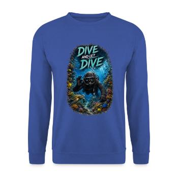 Plongez et laissez plonger - Tauche und Lass Tauchen - Sweat-shirt Unisexe - bleu royal - Devant - Alina (178cm) & Michal (187cm)