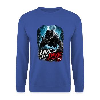Live and Let's Dive – Scuba Diver Shaka | Diving - Unisex Pullover - Royalblau - Vorne - Alina (178cm) & Michal (187cm)