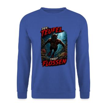 Der Teufel Trägt Flossen – Teufel Taucher - Unisex Pullover - Royalblau - Vorne - Alina (178cm) & Michal (187cm)