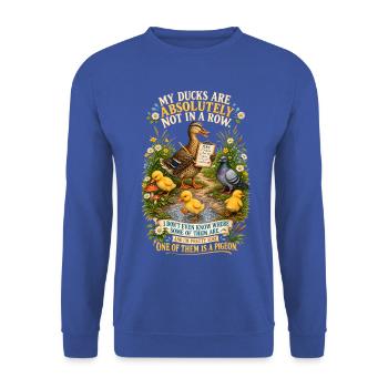 Enten Chaos und Tauben Humor für gestresste Mütter - Unisex Pullover - Royalblau - Vorne - Alina (178cm) & Michal (187cm)