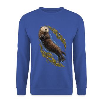 Seeotter dreht sich durch den Seetang - Unisex Pullover - Royalblau - Vorne - Alina (178cm) & Michal (187cm)