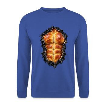 Bauchmuskeln in Brioche – Gourmet-Trompe-l'oeil - Unisex Pullover - Royalblau - Vorne - Alina (178cm) & Michal (187cm)