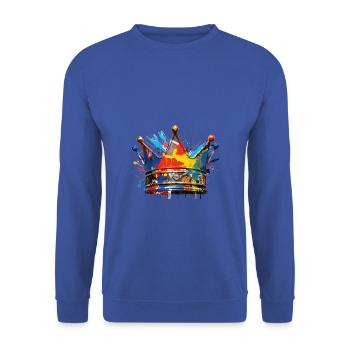 BUNTE KRONE FASSERFARBEN - Unisex Pullover - Royalblau - Vorne - Alina (178cm) & Michal (187cm)