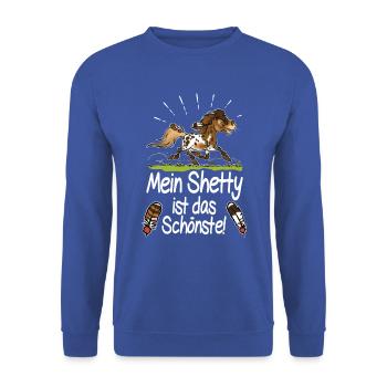 Mein Shetty das Schönste (Text weiss) - Sweat-shirt Unisexe - bleu royal - Devant - Alina (178cm) & Michal (187cm)