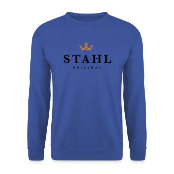 Stahl - Unisex Pullover - Royalblau - Vorne - Alina (178cm) & Michal (187cm)