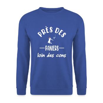 Près des paniers loin des cons t-shirt basketball - Sweat-shirt Unisexe - bleu royal - Devant - Alina (178cm) & Michal (187cm)