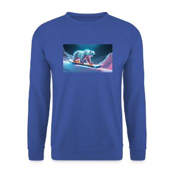 Ours polaire en snowboard - Sweat-shirt Unisexe - bleu royal - Devant - Alina (178cm) & Michal (187cm)