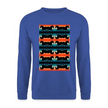 Muster Pferd Silhouette Sonnenuntergang - Unisex Pullover - Royalblau - Vorne - Alina (178cm) & Michal (187cm)
