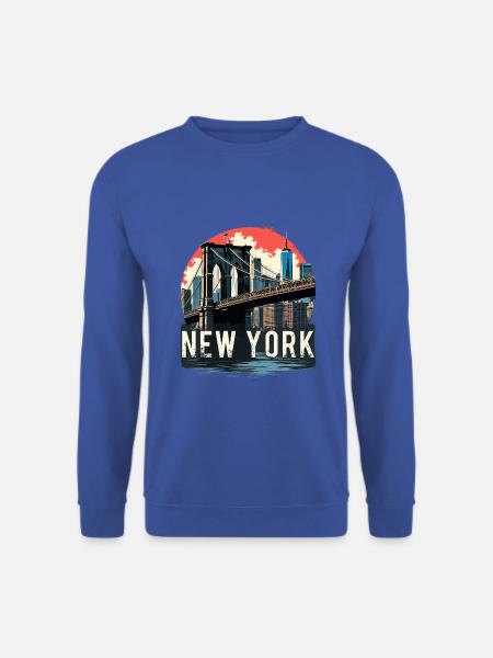 New York – Brooklyn Bridge und Skyline - Unisex Pullover - Royalblau