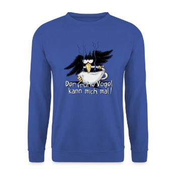 Der frühe Vogel kann mich mal Kaffee Rabe - Unisex Pullover - Royalblau - Vorne - Alina (178cm) & Michal (187cm)