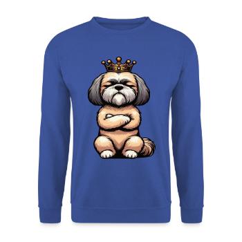 Shih tzu Shih tzus Shih tzu Besitzer Shih tzu fan - Unisex Pullover - Royalblau - Vorne - Alina (178cm) & Michal (187cm)