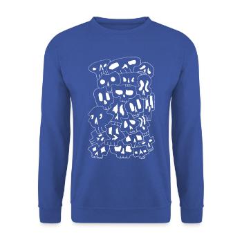Skulls (White Outlines) - Unisex Pullover - Royalblau - Vorne - Alina (178cm) & Michal (187cm)