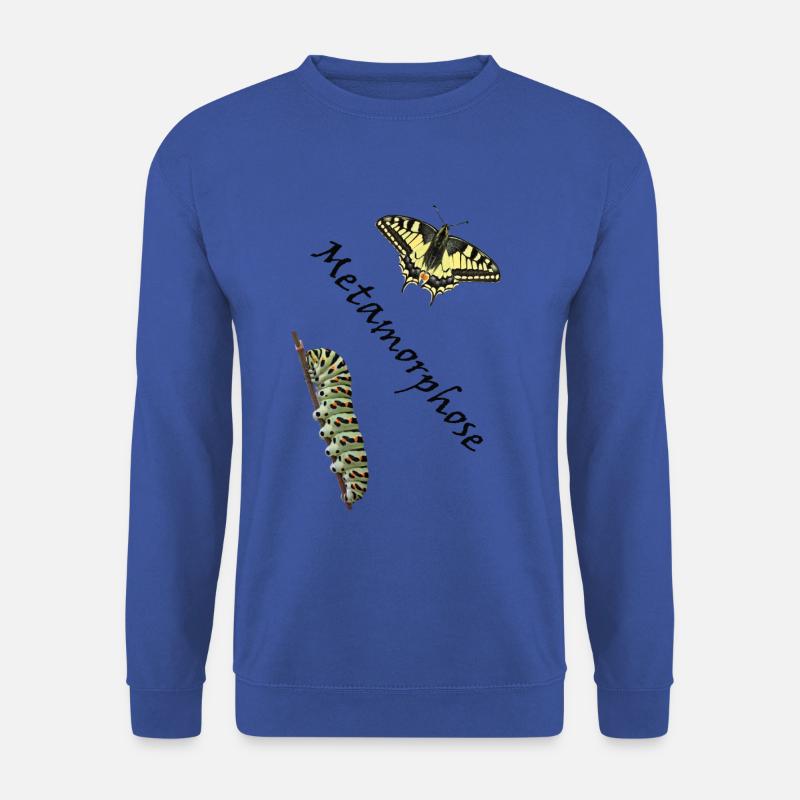 Schwalbenschwanz mit Raupe, Metamorphose - Unisex Pullover - Royalblau