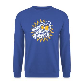 Auf uns, Jungs (Bier) - Unisex Pullover - Royalblau - Vorne - Alina (178cm) & Michal (187cm)