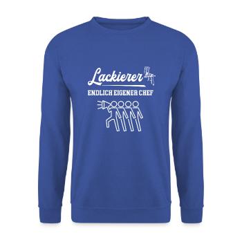 Lackierer Chef Lackiererei Betrieb Firma Maler - Unisex Pullover - Royalblau - Vorne - Alina (178cm) & Michal (187cm)