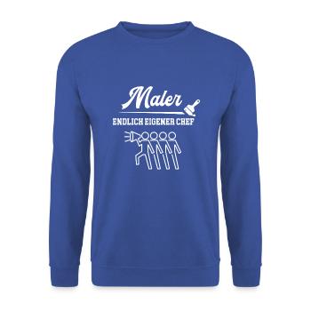 Maler Endlich Eigener Chef Malermeister Lackierer - Unisex Pullover - Royalblau - Vorne - Alina (178cm) & Michal (187cm)