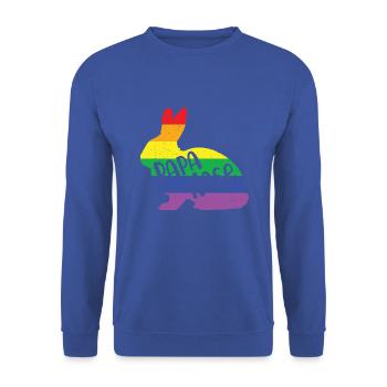 Papa Hase Hasenpapa Regenbogen Queere LGBTQ Ostern - Unisex Pullover - Royalblau - Vorne - Alina (178cm) & Michal (187cm)
