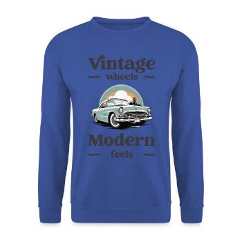 Vintage wheels modern feels. Vintage car design. - Unisex Sweatshirt - royal blue - Front - Alina (178cm) & Michal (187cm)