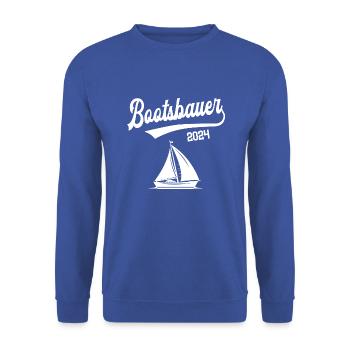 Bootsbauer 2024 Ausbildung Prüfung Schiffbauer - Unisex Pullover - Royalblau - Vorne - Alina (178cm) & Michal (187cm)