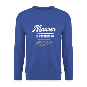Maurer in Ausbildung Azubi Betonbau Lehre Lehrling - Unisex Pullover - Royalblau - Vorne - Alina (178cm) & Michal (187cm)