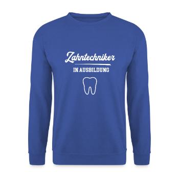 Zahntechniker in Ausbildung Azubi Zahnarzt Dentist - Unisex Pullover - Royalblau - Vorne - Alina (178cm) & Michal (187cm)