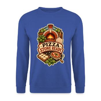 PIZZA STONE READY - Unisex Pullover - Royalblau - Vorne - Alina (178cm) & Michal (187cm)