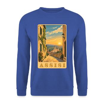 Assisi Umbrien - Unisex Pullover - Royalblau - Vorne - Alina (178cm) & Michal (187cm)