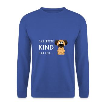 DAS LETZTE KIND HAT FELL HUND - Unisex Pullover - Royalblau - Vorne - Alina (178cm) & Michal (187cm)
