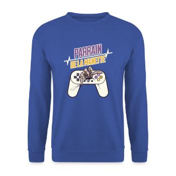 Parrain de la manette t-shirt idée cadeau gamer - Sweat-shirt Unisexe - bleu royal - Devant - Alina (178cm) & Michal (187cm)