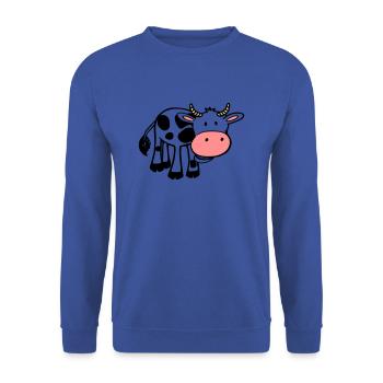 Kuh - Unisex Pullover - Royalblau - Vorne - Alina (178cm) & Michal (187cm)
