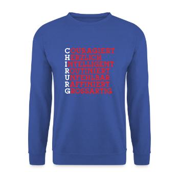 Chirurg Arzt Facharzt Chirurgie Student Chirurgen - Unisex Pullover - Royalblau - Vorne - Alina (178cm) & Michal (187cm)