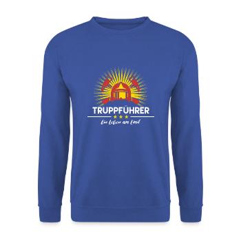 Truppführer Freiwillige Feuerwehr Feuerwehrmann - Unisex Pullover - Royalblau - Vorne - Alina (178cm) & Michal (187cm)