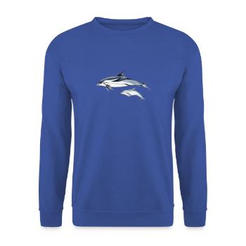 Dolphin Liste - Striped dolphin - dauphin - Unisex Pullover - Royalblau - Vorne - Alina (178cm) & Michal (187cm)