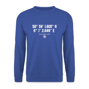 Geilenkirchen Geocacher Standort GPS Stadt - Unisex Pullover - Royalblau - Vorne - Alina (178cm) & Michal (187cm)