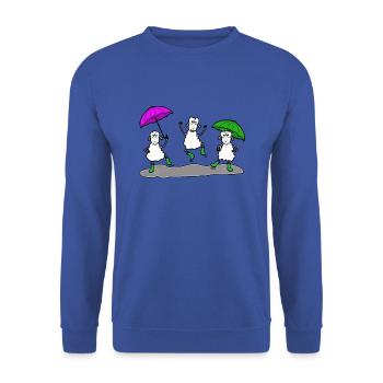 Dancing sheep with umbrella - Unisex Sweatshirt - royal blue - Front - Alina (178cm) & Michal (187cm)