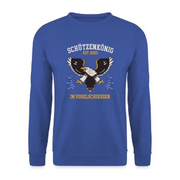 Schützenkönig 2023 Im Vogelschiessen Schützenfest - Unisex Pullover - Royalblau - Vorne - Alina (178cm) & Michal (187cm)