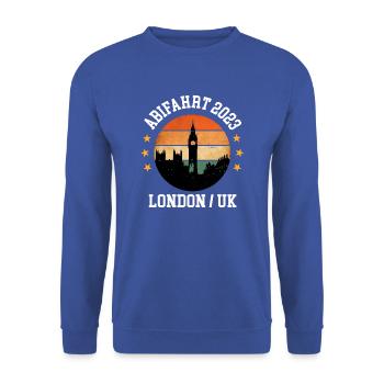 London Abifahrt 2023 Abireise Klassenreise Abitur - Unisex Pullover - Royalblau - Vorne - Alina (178cm) & Michal (187cm)