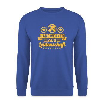 Handwerker aus Leidenschaft - Unisex Pullover - Royalblau - Vorne - Alina (178cm) & Michal (187cm)