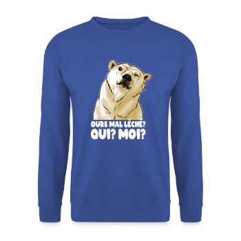 Ours mal léché (texte blanc) - Sweat-shirt Unisexe - bleu royal - Devant - Alina (178cm) & Michal (187cm)