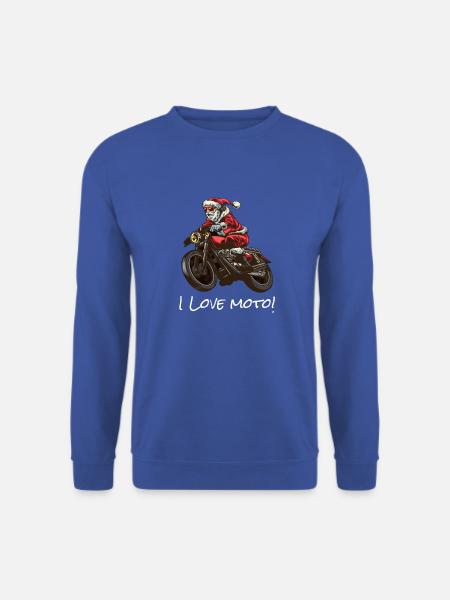 I love moto. Père Noël à moto. - Sweat-shirt Unisexe - bleu royal