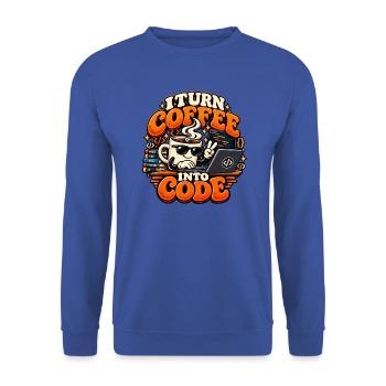 Ich verwandle Kaffee in Code | Programmierer - Unisex Pullover - Royalblau - Vorne - Alina (178cm) & Michal (187cm)
