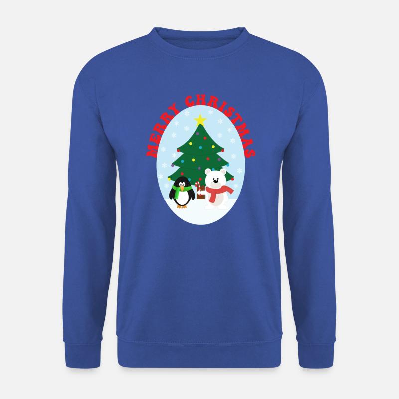Frohe Weihnachten Niedlicher Pinguin und Bär - Unisex Pullover - Royalblau