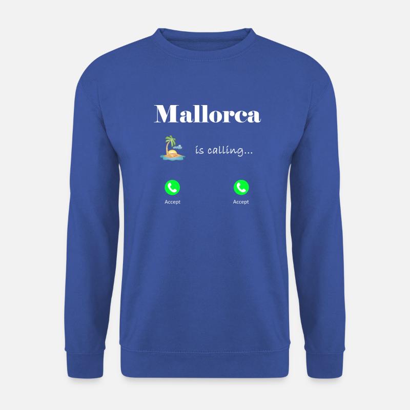 Mallorca is calling, Lustiges Geschenkidee Palme - Unisex Pullover - Royalblau
