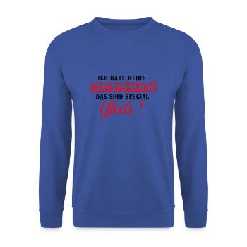 Lustige Sprüche - Unisex Pullover - Royalblau - Vorne - Alina (178cm) & Michal (187cm)