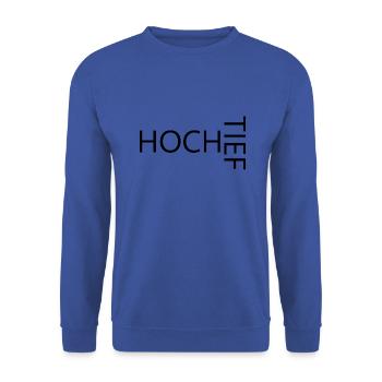 HOCH TIEF - Unisex Pullover - Royalblau - Vorne - Alina (178cm) & Michal (187cm)