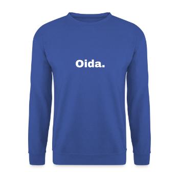 Oida. - Unisex Pullover - Royalblau - Vorne - Alina (178cm) & Michal (187cm)