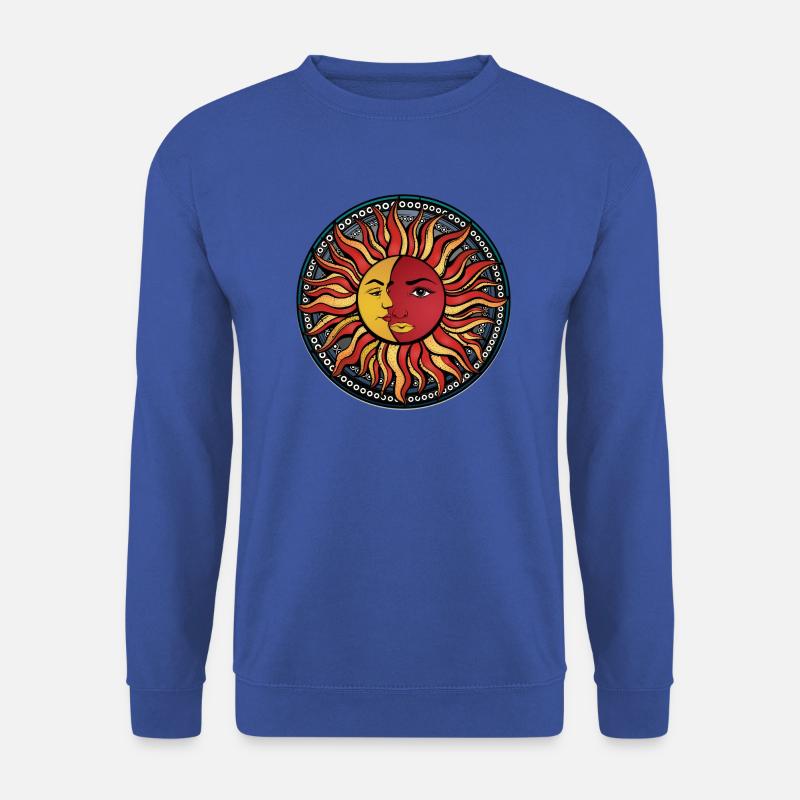 Mandala Kombination Sonne Mond Sun & Moon No.3 - Unisex Pullover - Royalblau